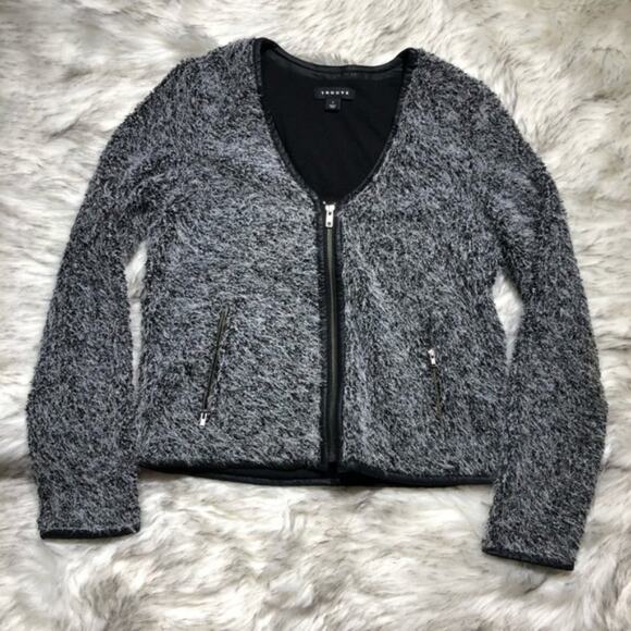 Nordstrom Trouve size small fuzzy zip up cardigan - Picture 3 of 7